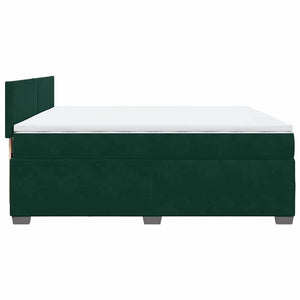 Κρεβάτι Boxspring με Στρώμα Σκούρο Πράσινο 200x200εκ. Βελούδινο