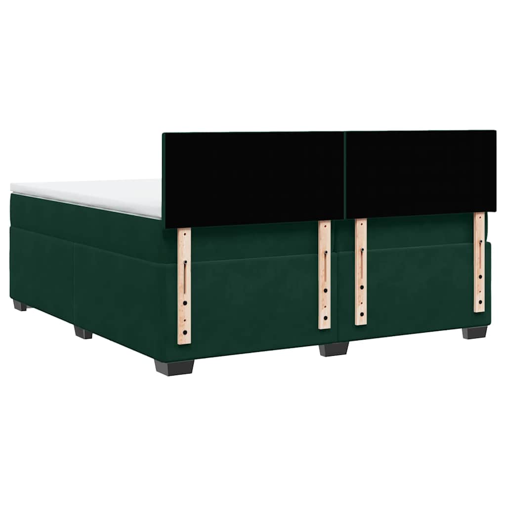 Κρεβάτι Boxspring με Στρώμα Σκούρο Πράσινο 200x200εκ. Βελούδινο