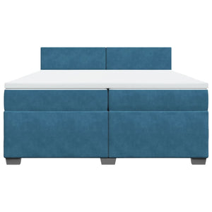 Κρεβάτι Boxspring με Στρώμα Μπλε 200x200 εκ. Βελούδινο - Pakobazaar