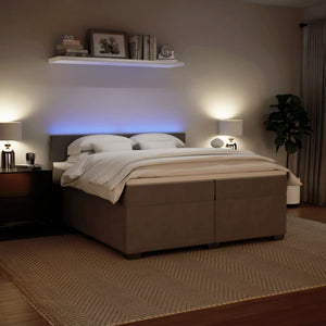 Κρεβάτι Boxspring με Στρώμα Ανοιχτό Γκρι 200x200 εκ. Βελούδινο - Pakobazaar