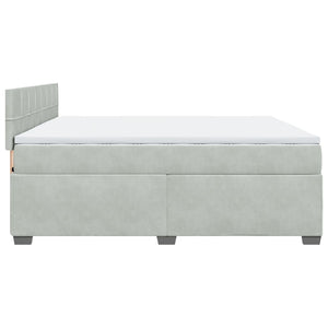 Κρεβάτι Boxspring με Στρώμα Ανοιχτό Γκρι 200x200 εκ. Βελούδινο - Pakobazaar