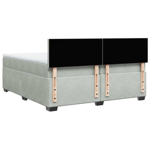 Κρεβάτι Boxspring με Στρώμα Ανοιχτό Γκρι 200x200 εκ. Βελούδινο - Pakobazaar
