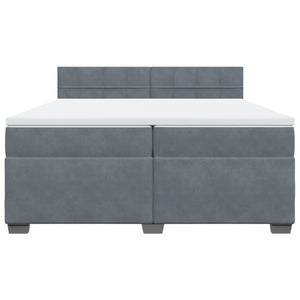 Κρεβάτι Boxspring με Στρώμα Σκούρο Γκρι 200x200 εκ. Βελούδινο - Pakobazaar