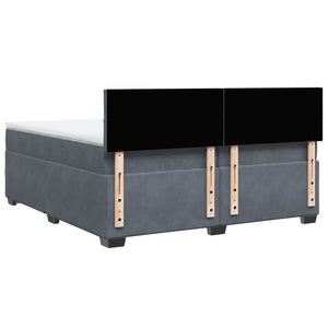 Κρεβάτι Boxspring με Στρώμα Σκούρο Γκρι 200x200 εκ. Βελούδινο - Pakobazaar