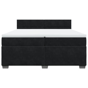 Κρεβάτι Boxspring με Στρώμα Μαύρο 200x200 εκ. Βελούδινο - Pakobazaar