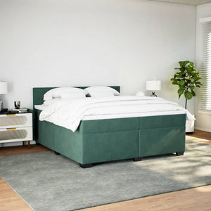 Κρεβάτι Boxspring με Στρώμα Σκούρο Πράσινο 200x200εκ. Βελούδινο - Pakobazaar