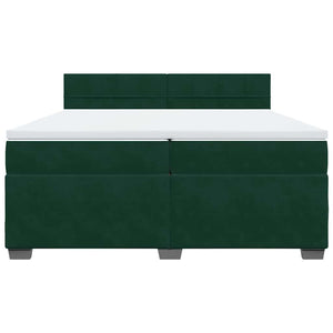 Κρεβάτι Boxspring με Στρώμα Σκούρο Πράσινο 200x200εκ. Βελούδινο - Pakobazaar