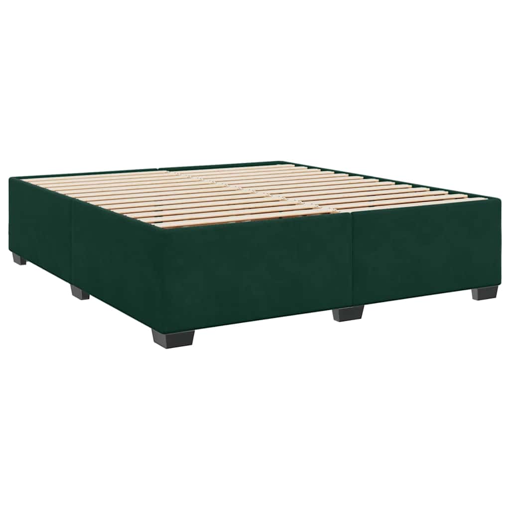 Κρεβάτι Boxspring με Στρώμα Σκούρο Πράσινο 200x200εκ. Βελούδινο - Pakobazaar