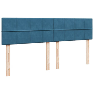 Κρεβάτι Boxspring με Στρώμα Μπλε 200x200 εκ. Βελούδινο