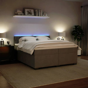 Κρεβάτι Boxspring με Στρώμα Ανοιχτό Γκρι 200x200 εκ. Βελούδινο - Pakobazaar