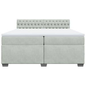 Κρεβάτι Boxspring με Στρώμα Ανοιχτό Γκρι 200x200 εκ. Βελούδινο - Pakobazaar