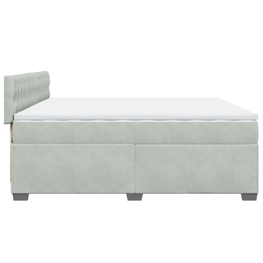Κρεβάτι Boxspring με Στρώμα Ανοιχτό Γκρι 200x200 εκ. Βελούδινο - Pakobazaar