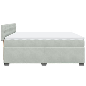 Κρεβάτι Boxspring με Στρώμα Ανοιχτό Γκρι 200x200 εκ. Βελούδινο - Pakobazaar