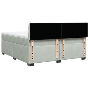 Κρεβάτι Boxspring με Στρώμα Ανοιχτό Γκρι 200x200 εκ. Βελούδινο - Pakobazaar