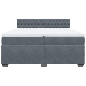 Κρεβάτι Boxspring με Στρώμα Σκούρο Γκρι 200x200 εκ. Βελούδινο - Pakobazaar