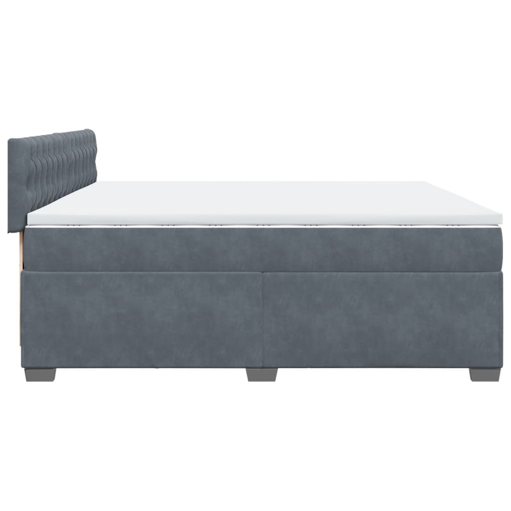 Κρεβάτι Boxspring με Στρώμα Σκούρο Γκρι 200x200 εκ. Βελούδινο - Pakobazaar