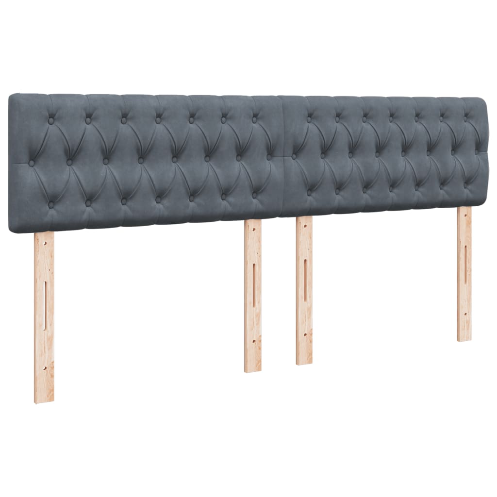 Κρεβάτι Boxspring με Στρώμα Σκούρο Γκρι 200x200 εκ. Βελούδινο - Pakobazaar