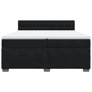Κρεβάτι Boxspring με Στρώμα Μαύρο 200x200 εκ. Βελούδινο - Pakobazaar