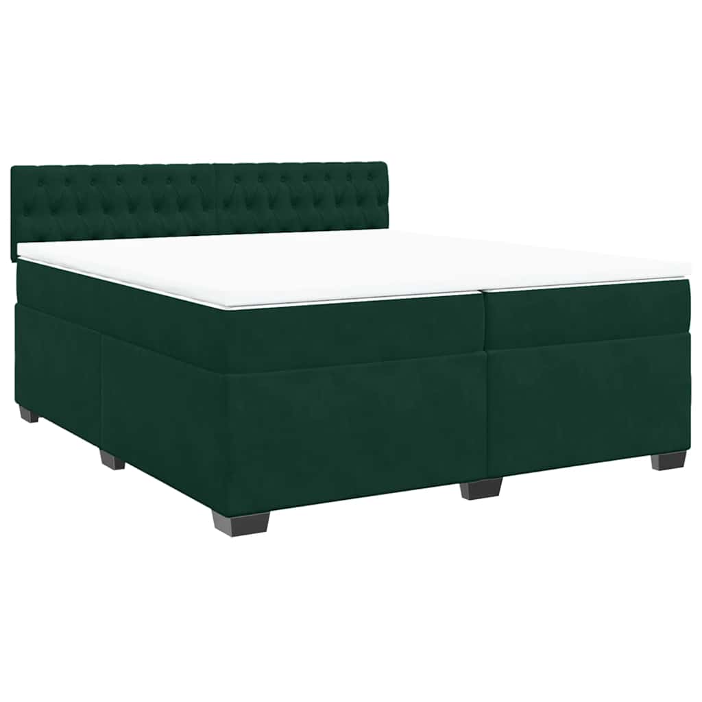 Κρεβάτι Boxspring με Στρώμα Σκούρο Πράσινο 200x200εκ. Βελούδινο - Pakobazaar