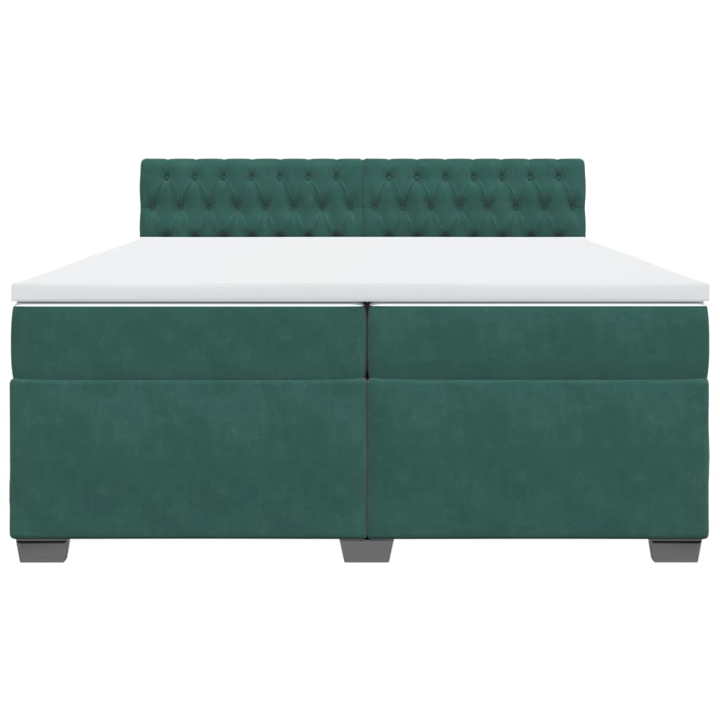 Κρεβάτι Boxspring με Στρώμα Σκούρο Πράσινο 200x200εκ. Βελούδινο - Pakobazaar