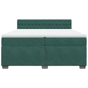 Κρεβάτι Boxspring με Στρώμα Σκούρο Πράσινο 200x200εκ. Βελούδινο - Pakobazaar