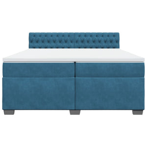Κρεβάτι Boxspring με Στρώμα Μπλε 200x200 εκ. Βελούδινο - Pakobazaar
