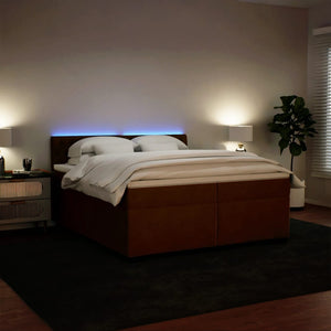 Κρεβάτι Boxspring με Στρώμα Ροζ 200x200 εκ. Βελούδινο - Pakobazaar