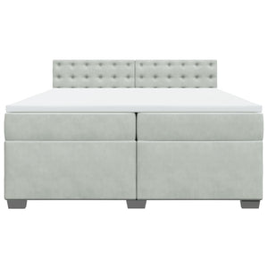 Κρεβάτι Boxspring με Στρώμα Ανοιχτό Γκρι 200x200 εκ. Βελούδινο - Pakobazaar