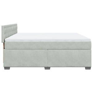 Κρεβάτι Boxspring με Στρώμα Ανοιχτό Γκρι 200x200 εκ. Βελούδινο - Pakobazaar