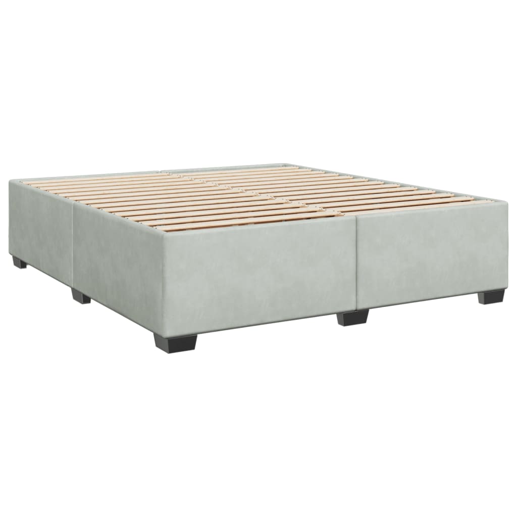 Κρεβάτι Boxspring με Στρώμα Ανοιχτό Γκρι 200x200 εκ. Βελούδινο - Pakobazaar