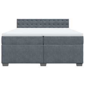 Κρεβάτι Boxspring με Στρώμα Σκούρο Γκρι 200x200 εκ. Βελούδινο - Pakobazaar