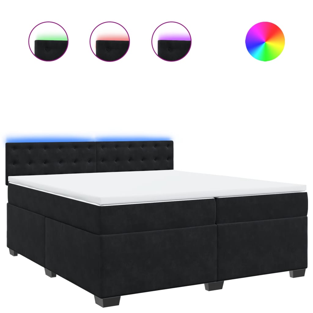 Κρεβάτι Boxspring με Στρώμα Μαύρο 200x200 εκ. Βελούδινο