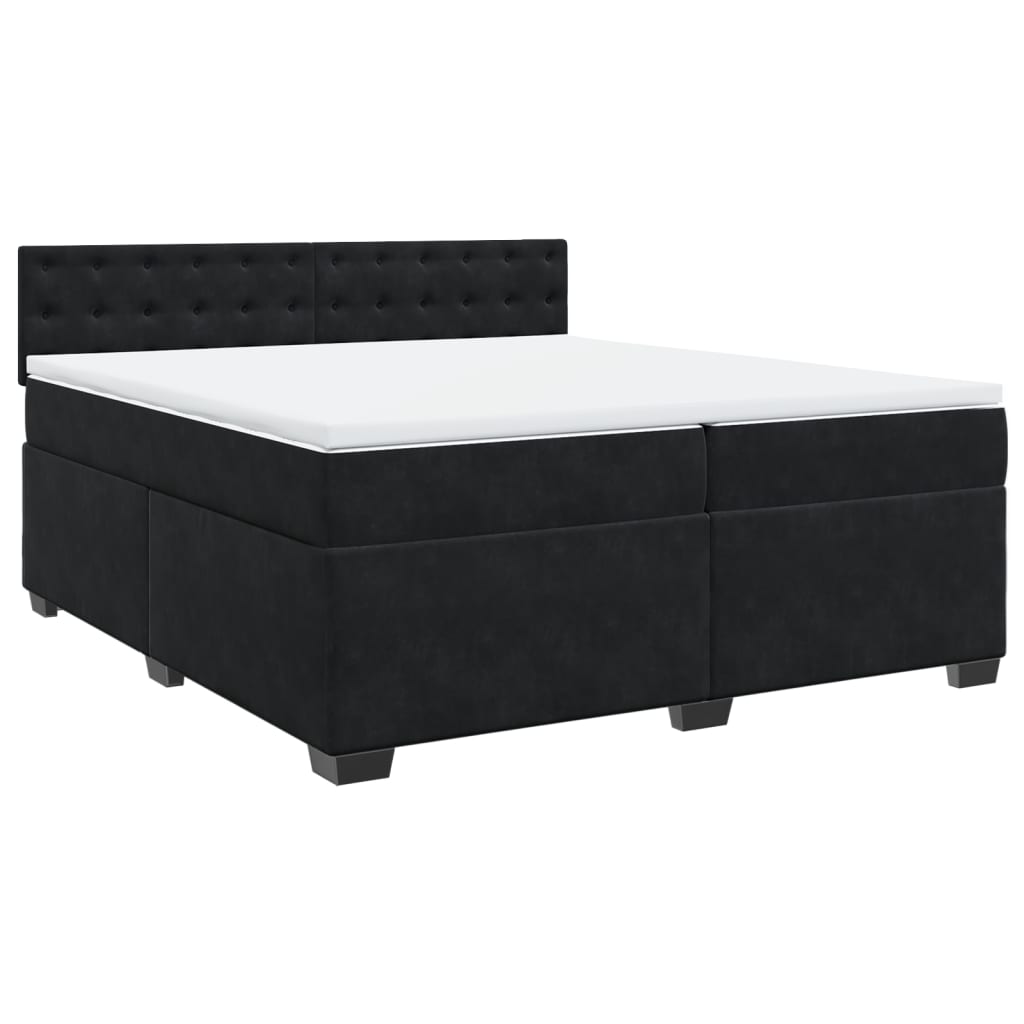 Κρεβάτι Boxspring με Στρώμα Μαύρο 200x200 εκ. Βελούδινο