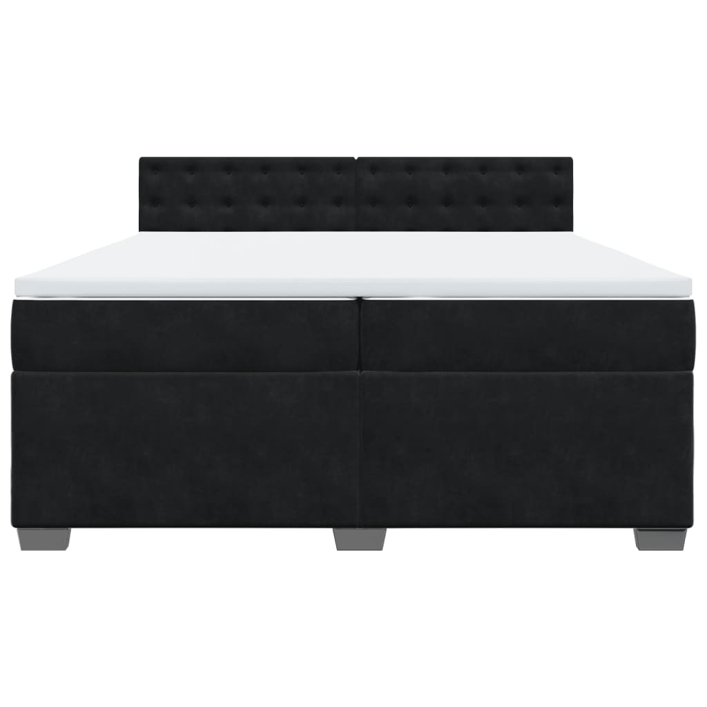 Κρεβάτι Boxspring με Στρώμα Μαύρο 200x200 εκ. Βελούδινο