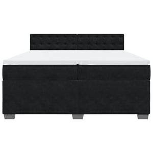 Κρεβάτι Boxspring με Στρώμα Μαύρο 200x200 εκ. Βελούδινο