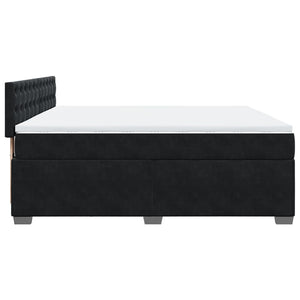 Κρεβάτι Boxspring με Στρώμα Μαύρο 200x200 εκ. Βελούδινο
