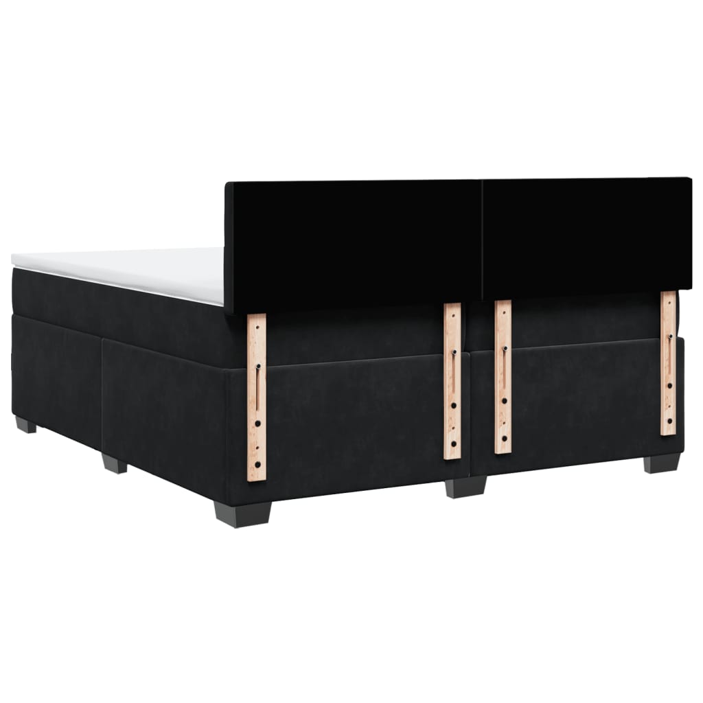 Κρεβάτι Boxspring με Στρώμα Μαύρο 200x200 εκ. Βελούδινο
