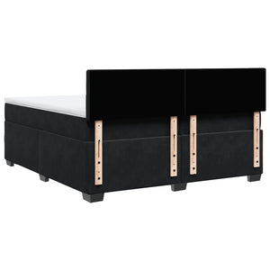 Κρεβάτι Boxspring με Στρώμα Μαύρο 200x200 εκ. Βελούδινο