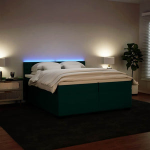 Κρεβάτι Boxspring με Στρώμα Σκούρο Πράσινο 200x200εκ. Βελούδινο