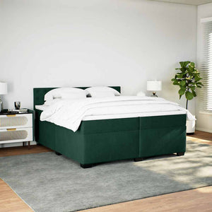 Κρεβάτι Boxspring με Στρώμα Σκούρο Πράσινο 200x200εκ. Βελούδινο