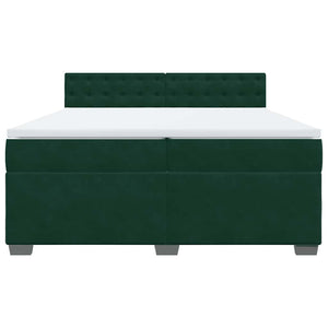 Κρεβάτι Boxspring με Στρώμα Σκούρο Πράσινο 200x200εκ. Βελούδινο