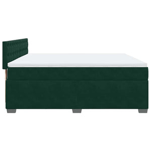 Κρεβάτι Boxspring με Στρώμα Σκούρο Πράσινο 200x200εκ. Βελούδινο
