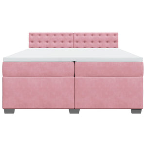 Κρεβάτι Boxspring με Στρώμα Ροζ 200x200 εκ. Βελούδινο - Pakobazaar