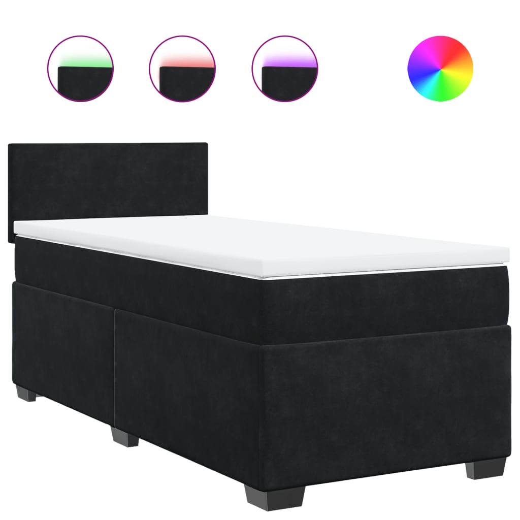Κρεβάτι Boxspring με Στρώμα Μαύρο Single Βελούδινο - Pakobazaar