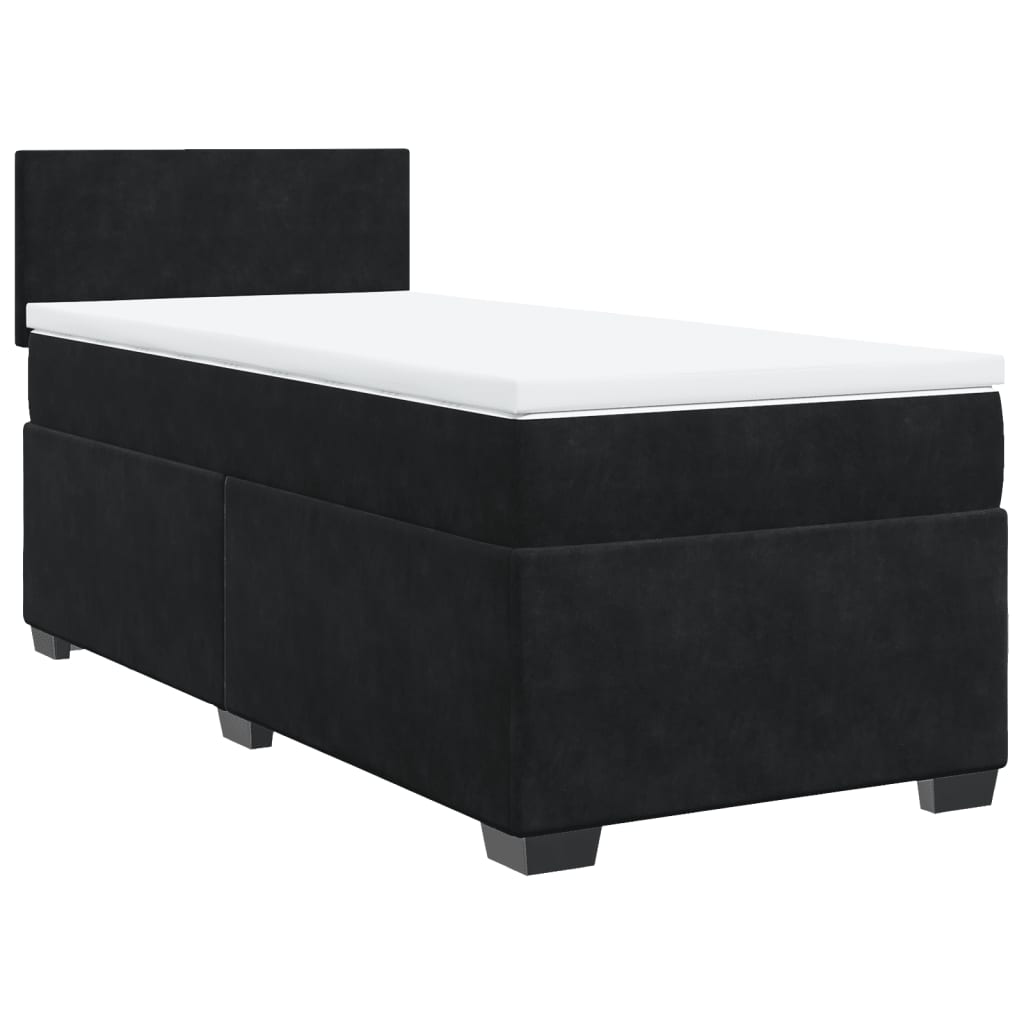 Κρεβάτι Boxspring με Στρώμα Μαύρο Single Βελούδινο - Pakobazaar