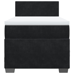 Κρεβάτι Boxspring με Στρώμα Μαύρο Single Βελούδινο - Pakobazaar