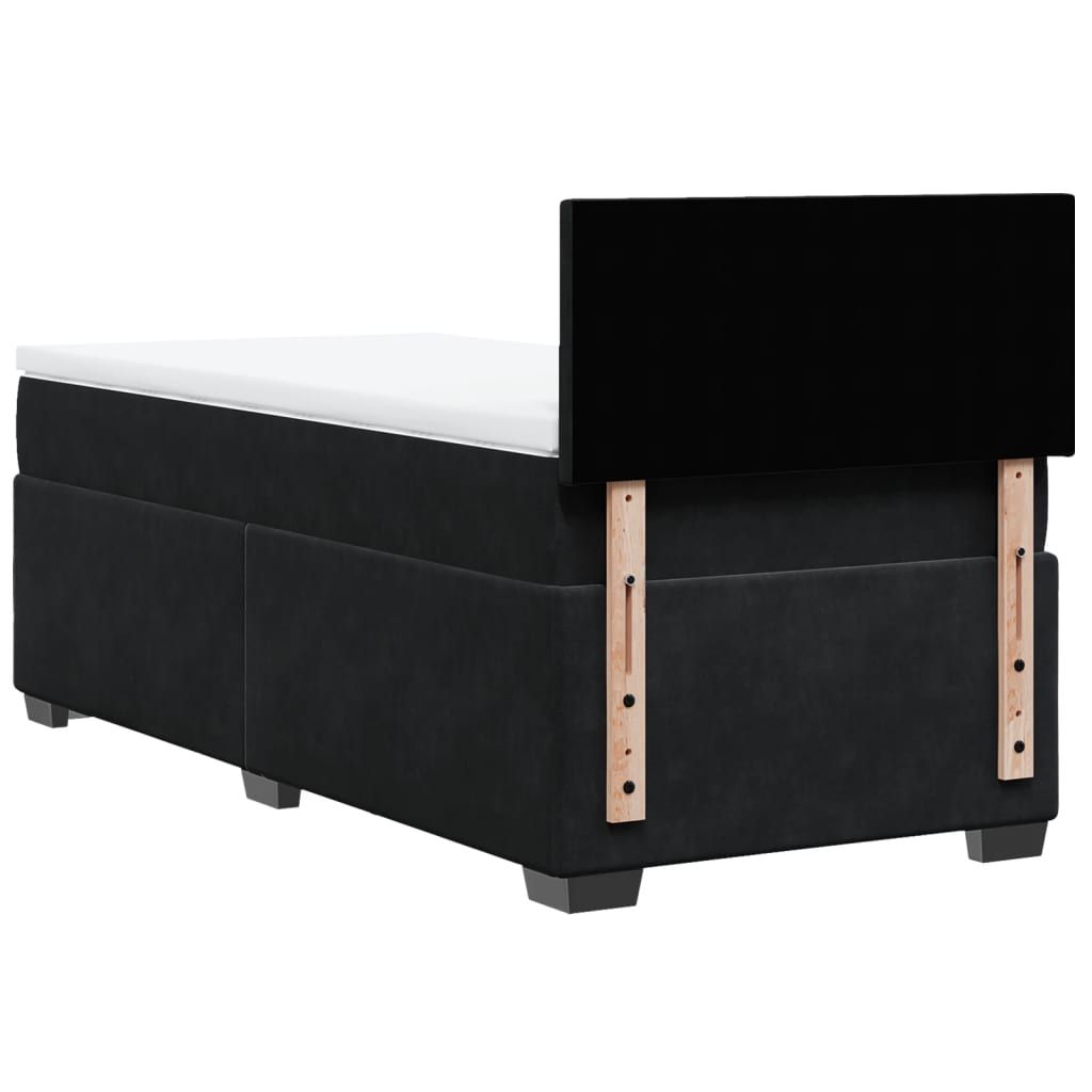 Κρεβάτι Boxspring με Στρώμα Μαύρο Single Βελούδινο - Pakobazaar