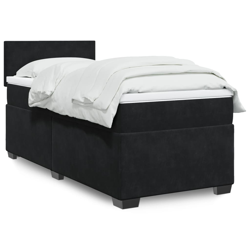 Κρεβάτι Boxspring με Στρώμα Μαύρο Single Βελούδινο - Pakobazaar