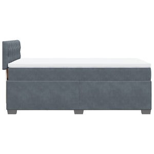 Κρεβάτι Boxspring με Στρώμα Σκούρο Γκρι Single Βελούδινο - Pakobazaar