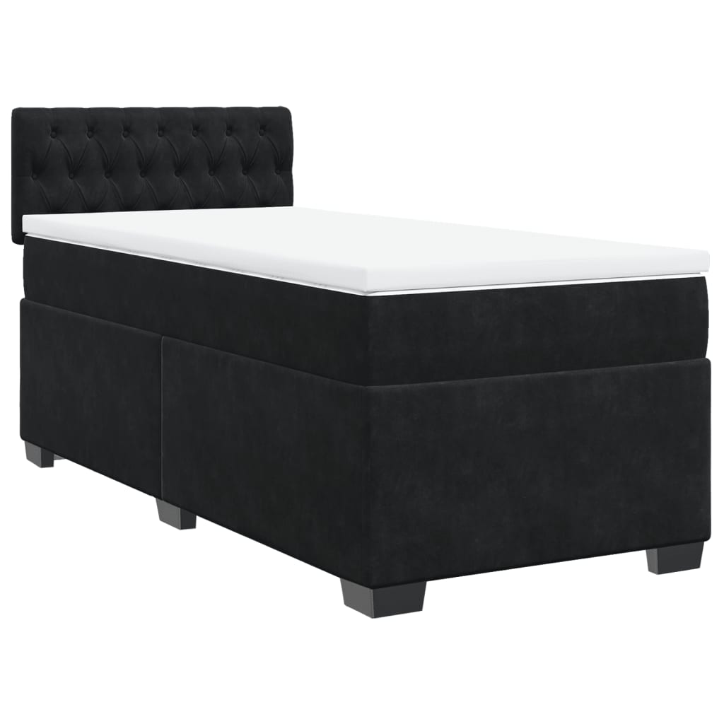 Κρεβάτι Boxspring με Στρώμα Μαύρο Single Βελούδινο - Pakobazaar